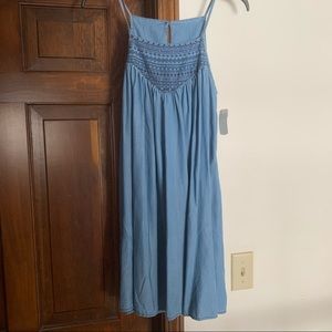 NWT Embroidered Chambray Mini Dress